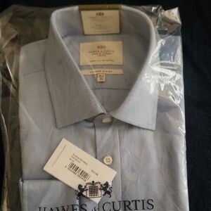 Hawes & Curtis Blue Men's Formal Dress Shirt 15.5 - 34